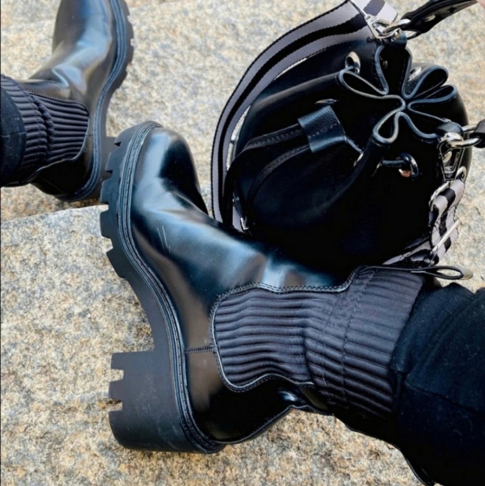 Zara Lug Sole Chunky Platform Sock Boots Gem